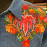 Blue Denim Aari Embroidered Jacket