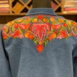 Blue Denim Aari Embroidered Jacket