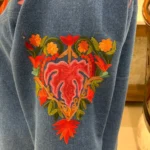 Blue Denim Aari Embroidered Jacket