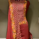Red Gota & Aari Fusion Embroidered Kashmiri Suit