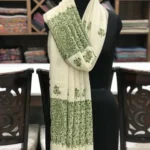 Pure Pashmina Shawl Natural White With Sozni Hand Embroidery