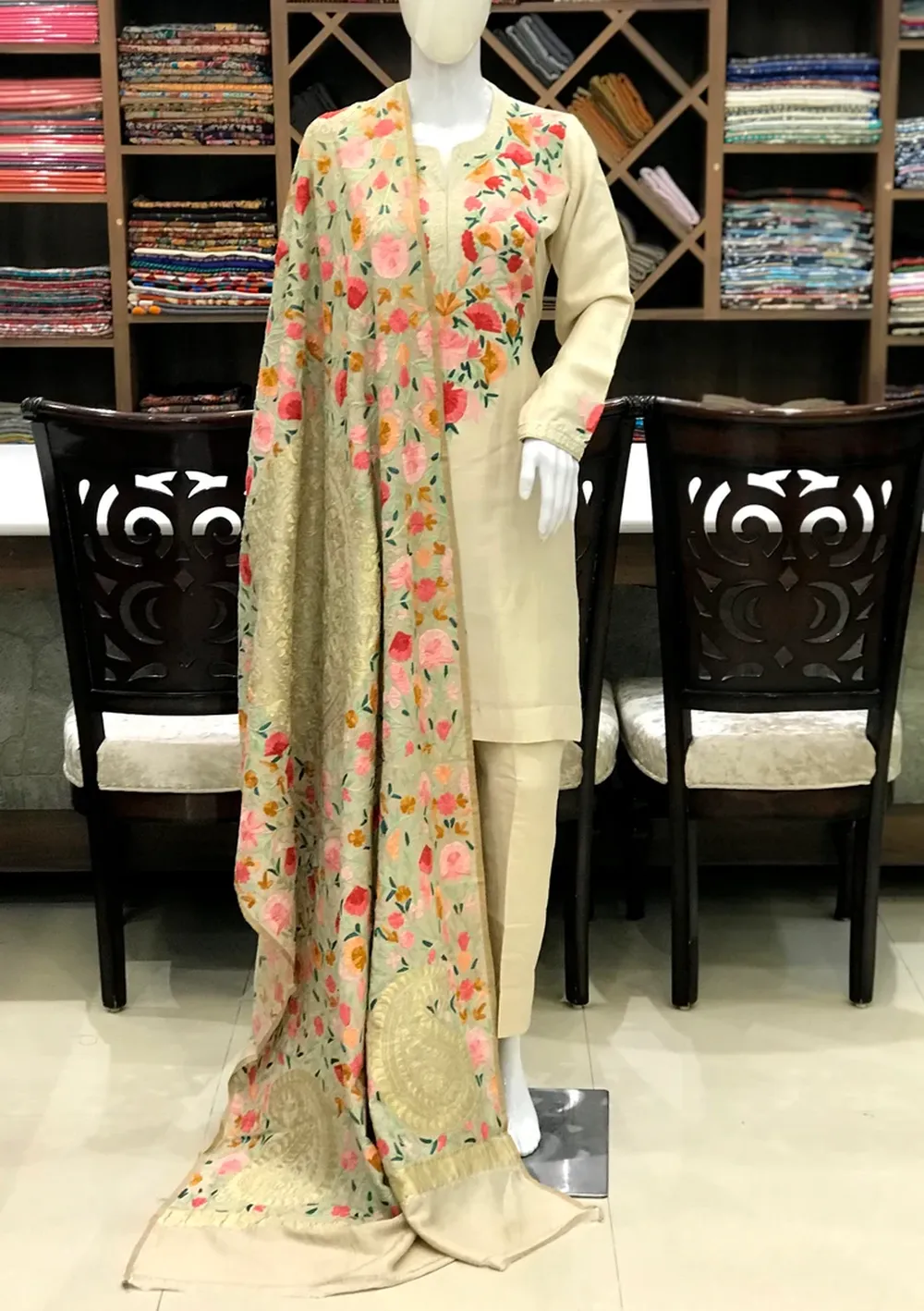 Banarasi & Aari Kashmiri Embroidered Suit : Beigeil_794xN.2171355004_e33s_result Banarasi & Aari Kashmiri Embroidered Suit : Beige