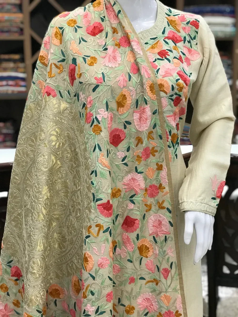 Banarasi & Aari Kashmiri Embroidered Suit : Beigeil_794xN.2171356294_1d1s_result Banarasi & Aari Kashmiri Embroidered Suit : Beige