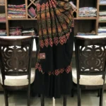 Sozni hand Embroidered Black Pure Pashmina Shawl