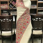 Natural White Papier Mache Hand Embroidered Pure Pashmina Shawl