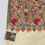 Natural White Papier Mache Hand Embroidered Pure Pashmina Shawl