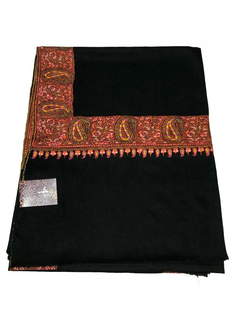 Black Pure Pashmina Shawl With Sozni hand Embroidery.2331980866_hp3g Black Pure Pashmina Shawl With Sozni hand Embroidery
