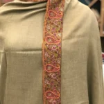 Pure Pashmina Shawl Natural Beige With Sozni hand Embroidery