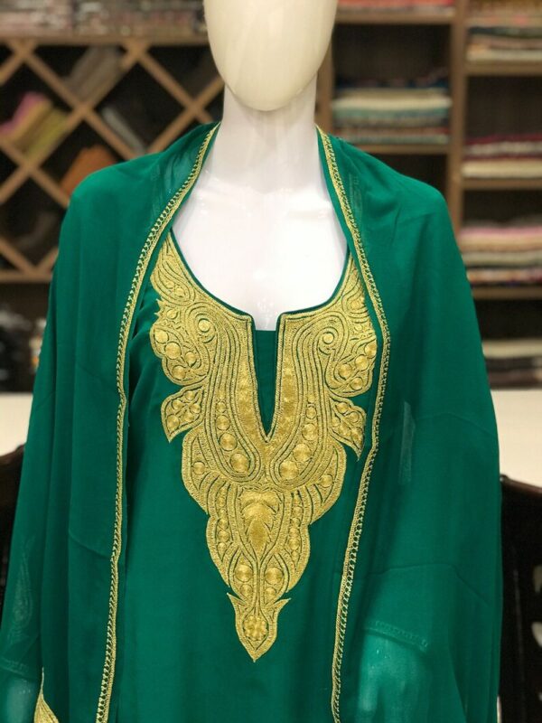 Green Hand Tilla Embroidered Kashmiri Suit