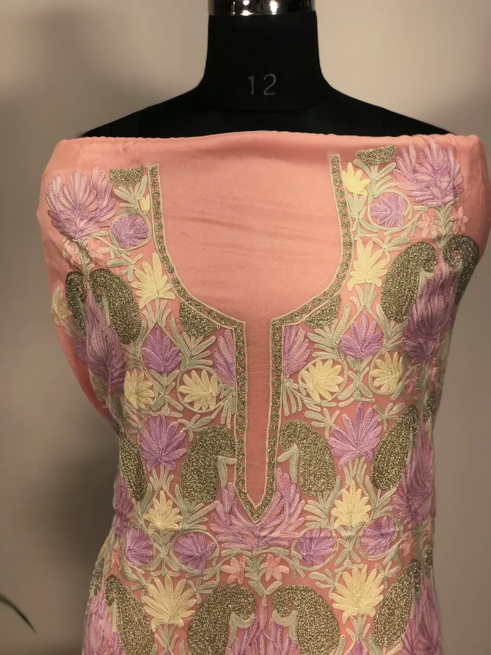 Pink Zari & Aari Fusion Kashmiri Woman Suit