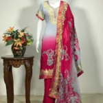 Grey (Pink Double Shaded) Zari & Aari Fusion Kashmiri Woman Suit