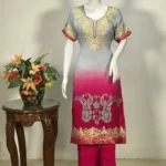 Grey (Pink Double Shaded) Zari & Aari Fusion Kashmiri Woman Suit