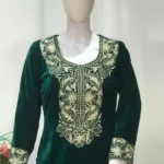 Green Velvet Suit with Intricate Zari & Tilla Embroidery