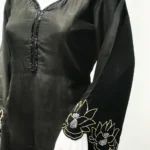 Black Hand Cut Daana Fused With Zardosi Thread Work Crepe Silk Kashmiri Suit