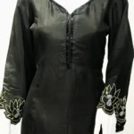 Black Hand Cut Daana Fused With Zardosi Thread Work Crepe Silk Kashmiri Suit