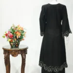 Black Hand Cut Daana Fused With Zardosi Thread Work Crepe Silk Kashmiri Suit