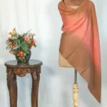 Brown, Peach and Light Brown Pure Pashmina Ombre Scarf