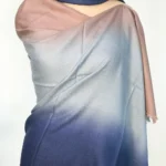 Navy Blue, Sky Blue and Peach Pure Pashmina Ombre Scarf