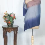 Navy Blue, Sky Blue and Peach Pure Pashmina Ombre Shawl
