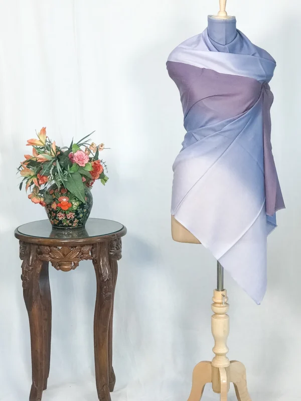 Mauve, Flint and Cloud Ombre Pure Pashmina Scarf