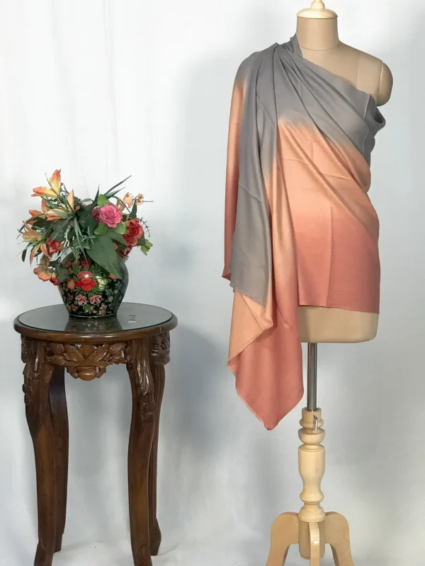 Green and Rust Ombre Pure Pashmina Scarf