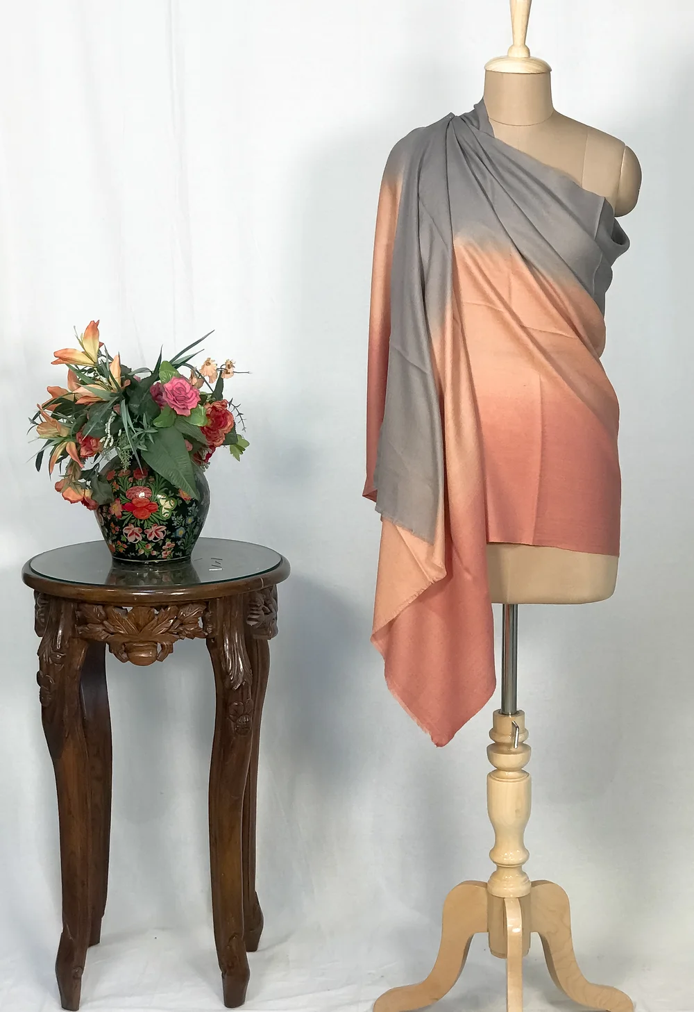 Green and Rust Ombre Pure Pashmina Scarf Green and Rust Ombre Pure Pashmina Scarf