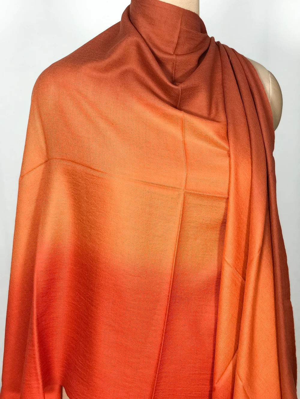 Rust Shades Ombre Pure Pashmina Scarf Front Rust Shades Ombre Pure Pashmina Scarf Front