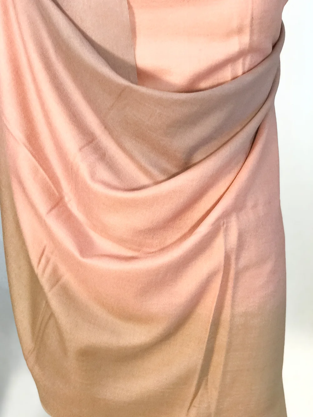 Mauve, Pink and Pastel Brown Ombre Pure Pashmina Scarf Front Mauve, Pink and Pastel Brown Ombre Pure Pashmina Scarf Front