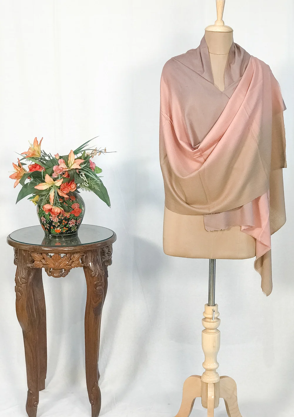 Mauve, Pink and Pastel Brown Ombre Pure Pashmina Scarf Mauve, Pink and Pastel Brown Ombre Pure Pashmina Scarf