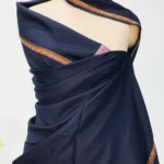 Sozni Embroidered Navy Blue Pure Wool Shawl