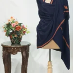 Sozni Embroidered Navy Blue Pure Wool Shawl