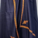 Sozni Embroidered Navy Blue Pure Wool Shawl