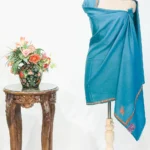 Sozni Embroidered Aqua Green Pure Wool Shawl