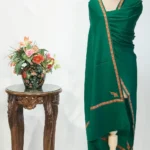 Green Pure Wool Shawl with Sozni Embroidery