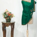 Green Pure Wool Shawl with Sozni Embroidery