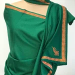 Green Pure Wool Shawl with Sozni Embroidery