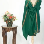 Green Pure Wool Shawl with Sozni Embroidery