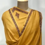 Sozni Embroidered Mustard Coloured Pure Wool Shawl