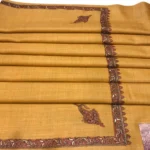 Sozni Embroidered Mustard Coloured Pure Wool Shawl