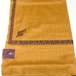 Sozni Embroidered Mustard Coloured Pure Wool Shawl