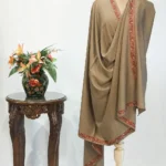 Pure Wool Sandcastle Shawl with Sozni Embroidery