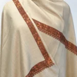 Sozni Embroidered Buttermilk Pure Wool Shawl