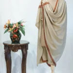 Sozni Embroidered Buttermilk Pure Wool Shawl