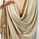 Sozni Embroidered Buttermilk Pure Wool Shawl