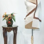 Sozni Embroidered Natural White Pure Wool Shawl