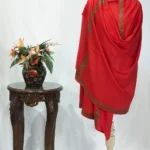 Sozni Embroidered Red Pure Wool Shawl