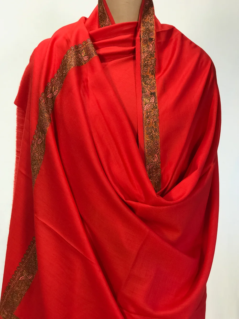 Sozni Embroidered Red Pure Wool Shawl Sozni Embroidered Red Pure Wool Shawl
