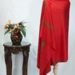 Sozni Embroidered Red Pure Wool Shawl