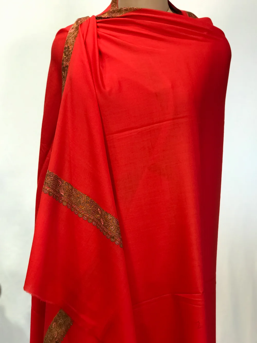 Sozni Embroidered Red Pure Wool Shawl Sozni Embroidered Red Pure Wool Shawl