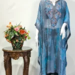 Grey Tie n Dye Georgette Kaftan Kurti with Kashmiri Aari and Tilla Embroidery